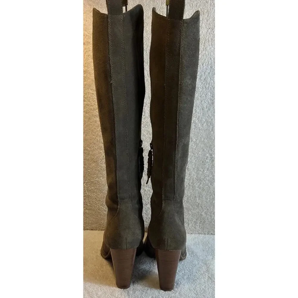Joie Women’s Suede Leather Tan/Beige Knee-High Heeled Boots, Size 38- US7-7.5
